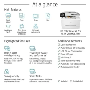 Compact Wireless HP Color LaserJet Pro MFP 3301fdw Printer