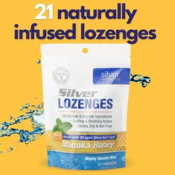 Silver Biotics Colloidal SIlver Lozenges | 60 PPM Ag₄O₄ SilverSol | Immune Support + Throat Soothing Lozenges | Manuka Honey | 21 Count