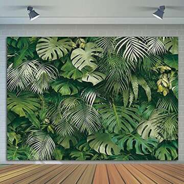 Green Tropical Palm Leaves Picture Photography Backdrop Vinyl 7x5ft Jungle Safari Plants Photo Background for Hawaiian Luau Party Decor Banner Birthday Baby Shower Supplies