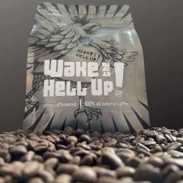 Wake The Hell Up! 12oz Ultra-Caffeinated Ground Coffee, Low Acid, Medium-Dark Roast