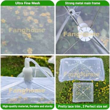 Mesh Food Covers for Outdoors,1 Pack 40"X24" Extra Large Food Net + 5 Pack 17"X17 Large Pop Up Mesh Food Tent Umbrella Food Covers for Outside Picnic Party BBQ Supplies
