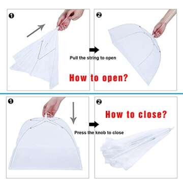 Mesh Food Covers for Outdoors,1 Pack 40"X24" Extra Large Food Net + 5 Pack 17"X17 Large Pop Up Mesh Food Tent Umbrella Food Covers for Outside Picnic Party BBQ Supplies