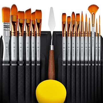 18 Pieces Premium Artist Paint Brush Set - Includes Palette Knife, Sponge, Organizing Case - 16 Pain...
