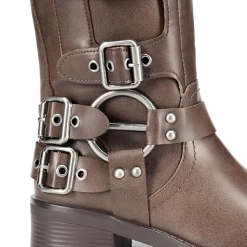 DREAM PAIRS Women's Knee High Riding Boots Fashion Buckles