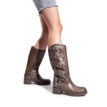 DREAM PAIRS Women's Knee High Riding Boots Fashion Buckles