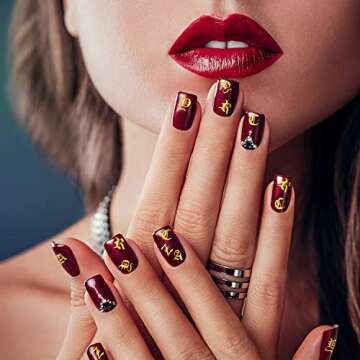 Blulu 32 Sheets Holographic Letter Nail Art Sticker Old English Alphabet Nail Art Sticker Gummed Adhesive Letter Nail Decal for Women Girls Salon Home DIY Nail Decoration, 8 Styles