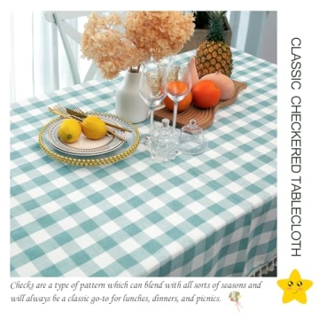 Midsummer Breeze Checkered Tablecloth - Elegant & Durable