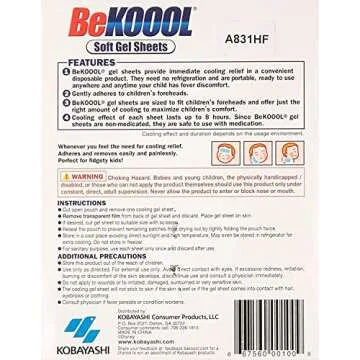 Be Koool Kids 8 Hour Soft Gel Sheets w/Cooling Relief - 20 Count Pack (5 Packs)