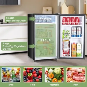 Mini Fridge 3.2 Cu.Ft for Dorms & Offices – Low Noise