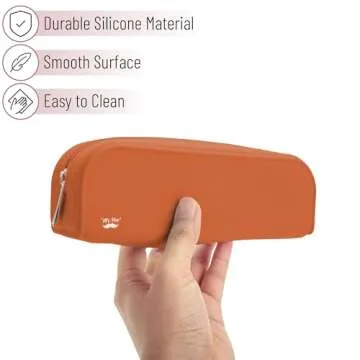 Mr. Pen- Silicone Pencil Case, Terracotta Color, Pencil Pouch, Pencil Case Small, Silicone Pencil Pouch Aesthetic, Pencil Case Aesthetic, Pencil Bag, Pencil Pouch for Women, Makeup Pouch