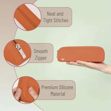 Mr. Pen- Silicone Pencil Case, Terracotta Color, Pencil Pouch, Pencil Case Small, Silicone Pencil Pouch Aesthetic, Pencil Case Aesthetic, Pencil Bag, Pencil Pouch for Women, Makeup Pouch