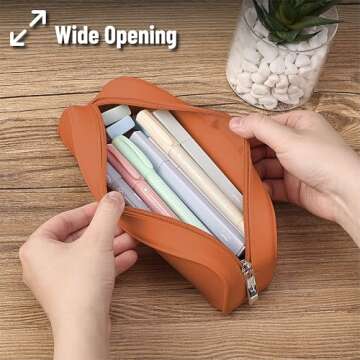 Mr. Pen- Silicone Pencil Case, Terracotta Color, Pencil Pouch, Pencil Case Small, Silicone Pencil Pouch Aesthetic, Pencil Case Aesthetic, Pencil Bag, Pencil Pouch for Women, Makeup Pouch