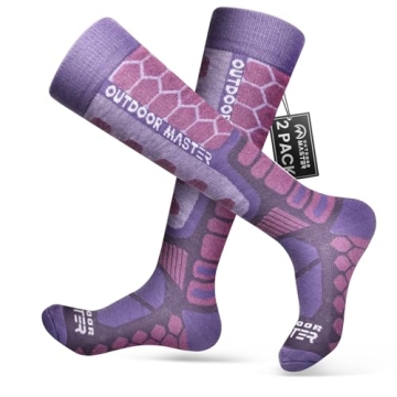 OutdoorMaster Merino Wool Ski Socks 2-Pack - Compression & Warmth for All
