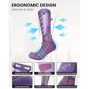 OutdoorMaster Merino Wool Ski Socks for Ultimate Comfort