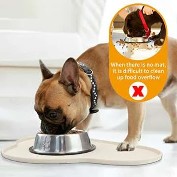 Ptlom Silicone Pet Placemat for Dogs and Cats, Non-Slip Waterproof Dog Feeding Bowl Mats for Food and Water, Small Medium Large Pet Puppy Tray Mat Prevent Residues from Spilling onto The Floor, Beige