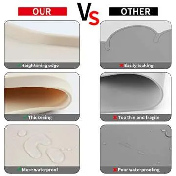 Ptlom Silicone Pet Placemat for Dogs and Cats, Non-Slip Waterproof Dog Feeding Bowl Mats for Food and Water, Small Medium Large Pet Puppy Tray Mat Prevent Residues from Spilling onto The Floor, Beige