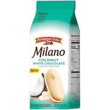 Pepperidge Farm Milano White Chocolate Coconut Flavored Cookies, 7 Oz Bag