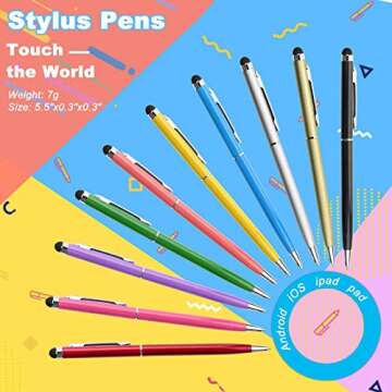 Stylus Pen anngrowy Stylus Pens Universal Ballpoint Pen 2 in 1 Stylists Pens for iPad iPhone Tablet Laptops Kindle Samsung Galaxy All Capacitive Touch Screens