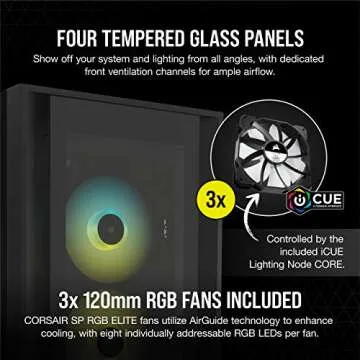 Corsair iCUE 5000X RGB Tempered Glass Mid-Tower ATX PC Smart Case - Black
