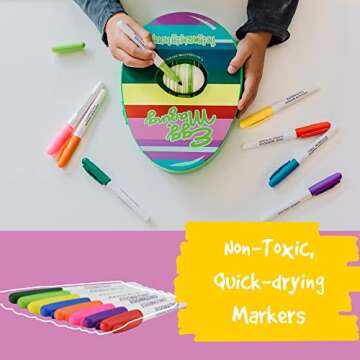 The EggMazing Basket Easter Egg Decorator Kit - Arts and Crafts Set - Includes Egg Decorating Spinner and 8 Colorful Quick Drying Non Toxic Markers