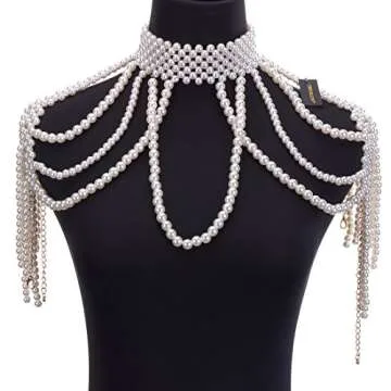 Elegant Jerollin Simulated Pearl Body Statement Necklace
