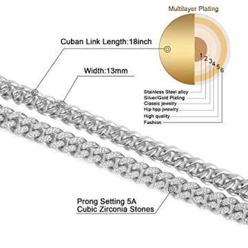 FEEL STYLE Bling Cuban Link Chain Necklace for Men