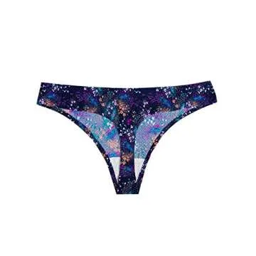 Closecret Lingerie Women 6 Pack Seamless Thongs Underwear Ice Silk Comfy G-string Panties (Small, Style 4)