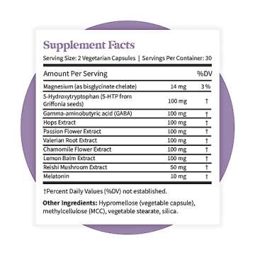 Pattern Wellness Sleep + Restore Supplement - Natural Aid for Deep Sleep and Stress Support - 60 Veg...