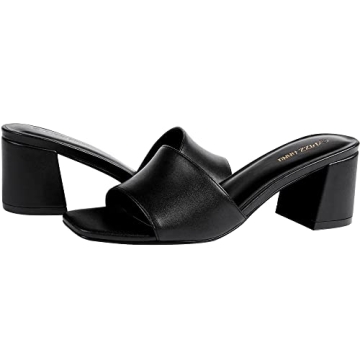 PIZZ ANNU Women's Square Open Toe Block Heel Sandals