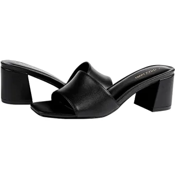 PIZZ ANNU Women's Square Open Toe Block Heel Sandals