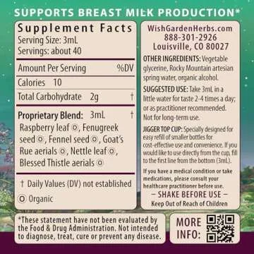 WishGarden Herbs Milk Rich with Goats Rue and Fenugreek - Herbal Lactation Support Supplement, Breas...