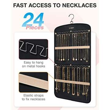 BAGSMART Hanging Jewelry Organizer, Necklace Holder Anti-tangle Earrings Rings Hanger with 10 Jewelr...