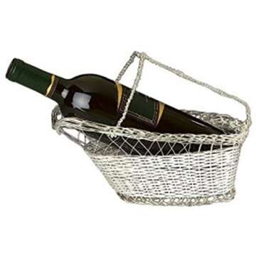 9.75 Inch Silver Plated Wine Bottle Cradle with Basket Weave Design