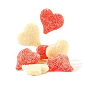 Queen City Candy Cave Red and White Sour Gummy Hearts - Cherry and Strawberry Banana Flavored Gummy Candy - Ready for School and Friends (1 Pound)