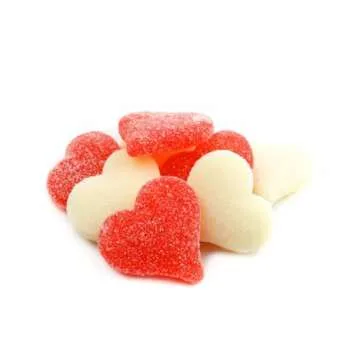 Queen City Candy Cave Red and White Sour Gummy Hearts - Cherry and Strawberry Banana Flavored Gummy Candy - Ready for School and Friends (1 Pound)