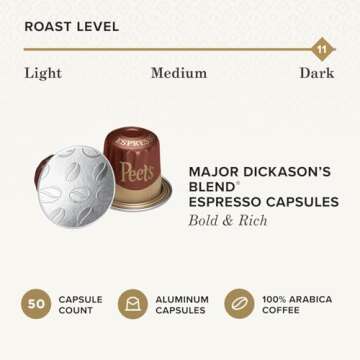 Peet's Coffee Major Dickason's Capsules - Intensity 11, 50 Count