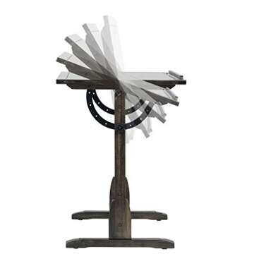 Studio Designs Vintage Drawing/Drafting Table with Pencil Ledge - 36" W x 24" D - Distressed Black - Adjustable Tilting Top