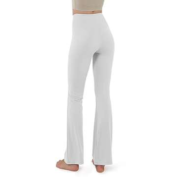 ODODOS Women's Cross Waist Bootcut Yoga Pants with Inner Pocket, Non See Through Bootleg Gym Workout Pants -Inseam 31", White, X-Large
