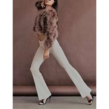 ODODOS Women's Cross Waist Bootcut Yoga Pants with Inner Pocket, Non See Through Bootleg Gym Workout Pants -Inseam 31", White, X-Large