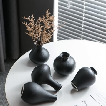 Tanvecle Small Black Vases Set of 5 for Home Decor
