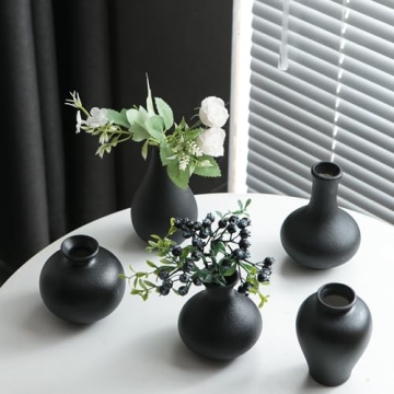 Tanvecle Small Black Vases Set of 5 for Home Decor