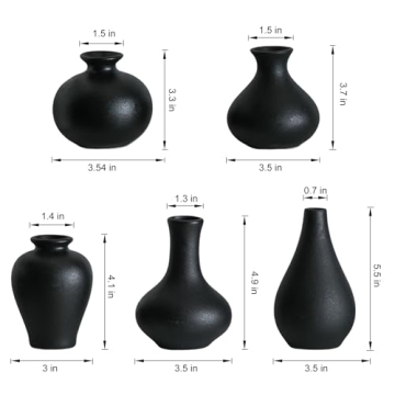 Tanvecle Small Black Vases Set of 5 for Home Decor