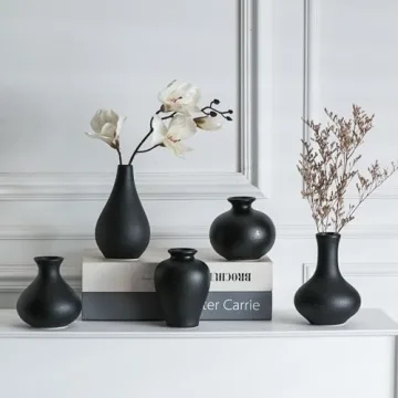Tanvecle Small Black Vases Set of 5 for Home Decor