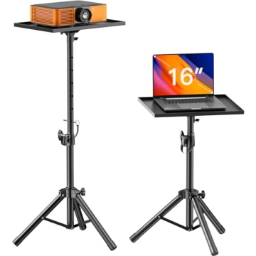 AMADA HOMEFURNISHING Projector Stand - Height Adjustable, Perfect for Laptops and Projectors