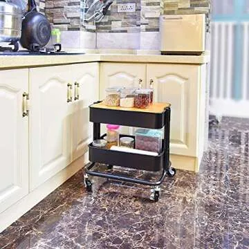 2-Tier Utility Rolling Cart for Home Office Storage