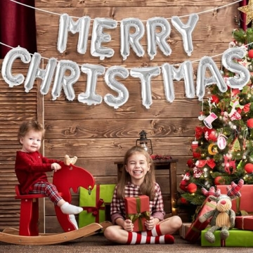 Tellpet Merry Christmas Balloons Banner for Holiday Cheer