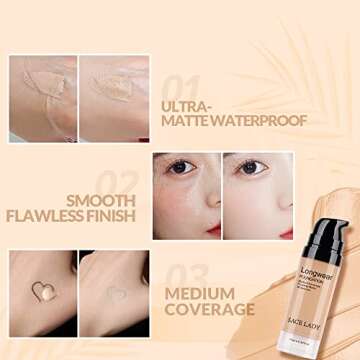 SACE LADY 2Pcs Face Make Up Set, Flawless Matte Foundation and Oil Control Pressed Powder, Lasting Coverage Waterproof Natural Cosmetics Kit