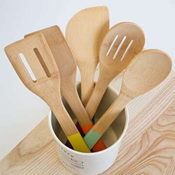 Now Designs Bamboo Utensils, Set of 5, Multi-Color, 1 ea, (5044001)