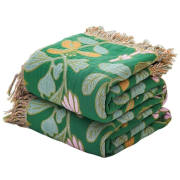 Ffdshc Floral Boho Throw Blanket for Bed 100% Cotton Reversible Cozy Quilt 80"x90" Soft Farmhouse Mu...