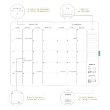 Graphique 2023 Business Planner | 18 Month Organizer, July 2022-Dec. 2023 | Weekly & Monthly Spreads | to-Do List & Note Pages | Pocket & Pen Loop | Vegan Leather | Groovy Pattern | 6 x 8